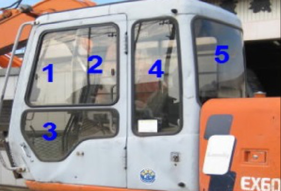 A máquina escavadora Glass Cab Window de 4383431 HITACHI saiu porta da posição traseira NO.4