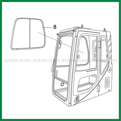 Para-brisa lateral da posição NO.8 de Replacement Glass Right da máquina escavadora de Kobelco CATERPILLAR