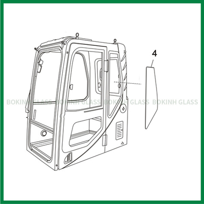 Substituição traseira do para-brisa da posição NO.4 da porta de Cab Glass Left da máquina escavadora de SUMITOMO CATERPILLAR